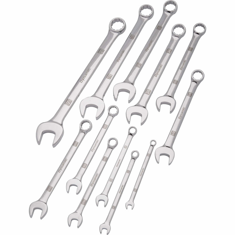 Combination Wrench Set with Mirror Chrome Finish,12pc SAE 1/4" - 15/16"